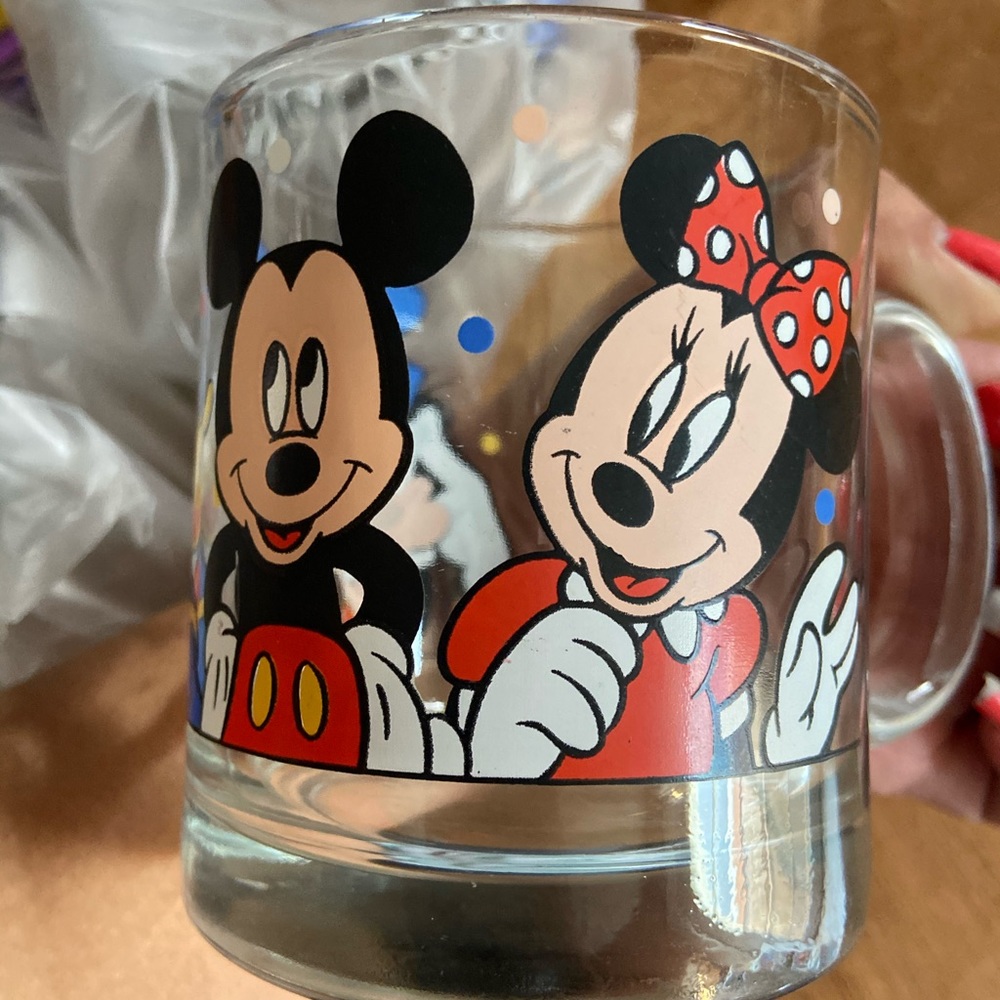 Vintage Disney Mickey Mouse Glass Mug Set